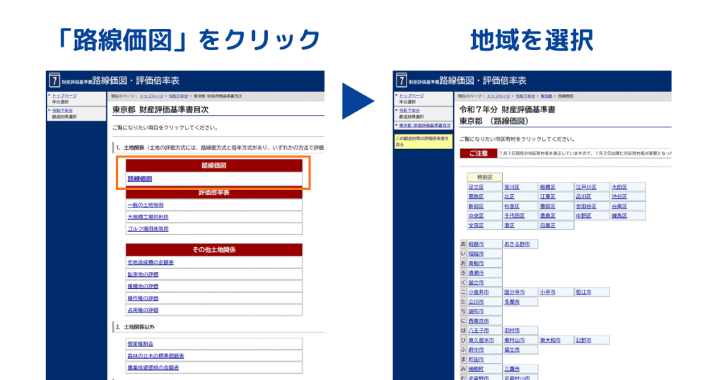 路線価図をクリック