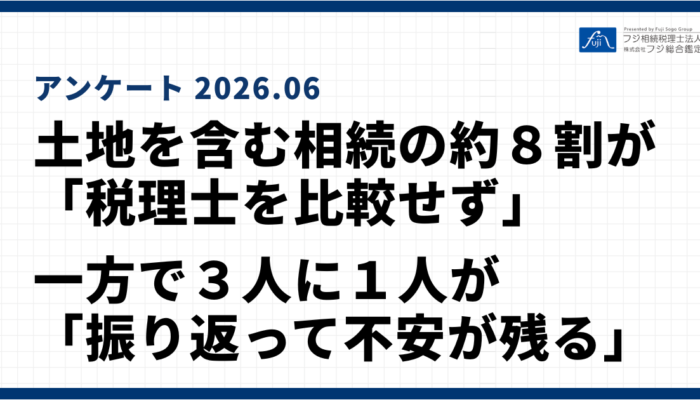 土地を含む相続税申告は約８割が「税理士を比較せず」依頼。一方で３人に１人が「振り返って不安が残る」ことが調査で明らかに